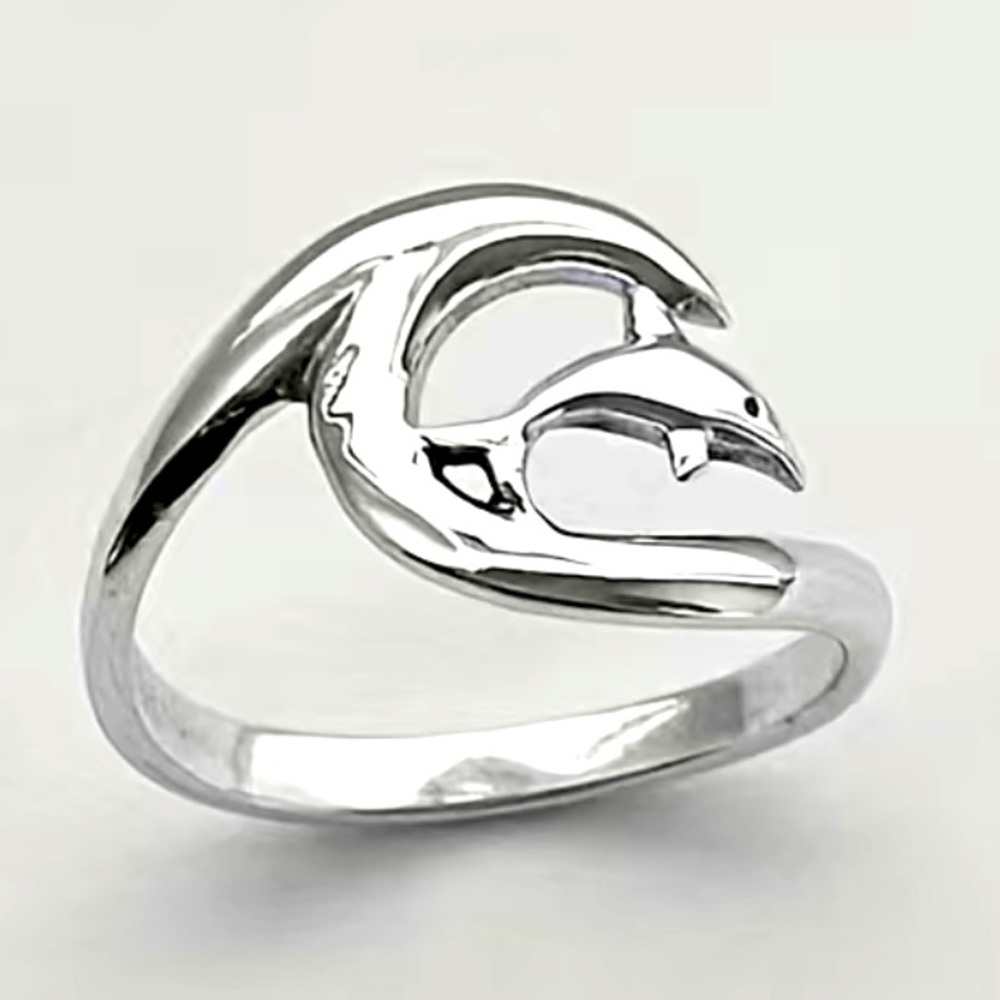 Ocean Wave Dolphin Ring